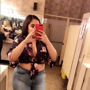 Floral purple sexy blouse